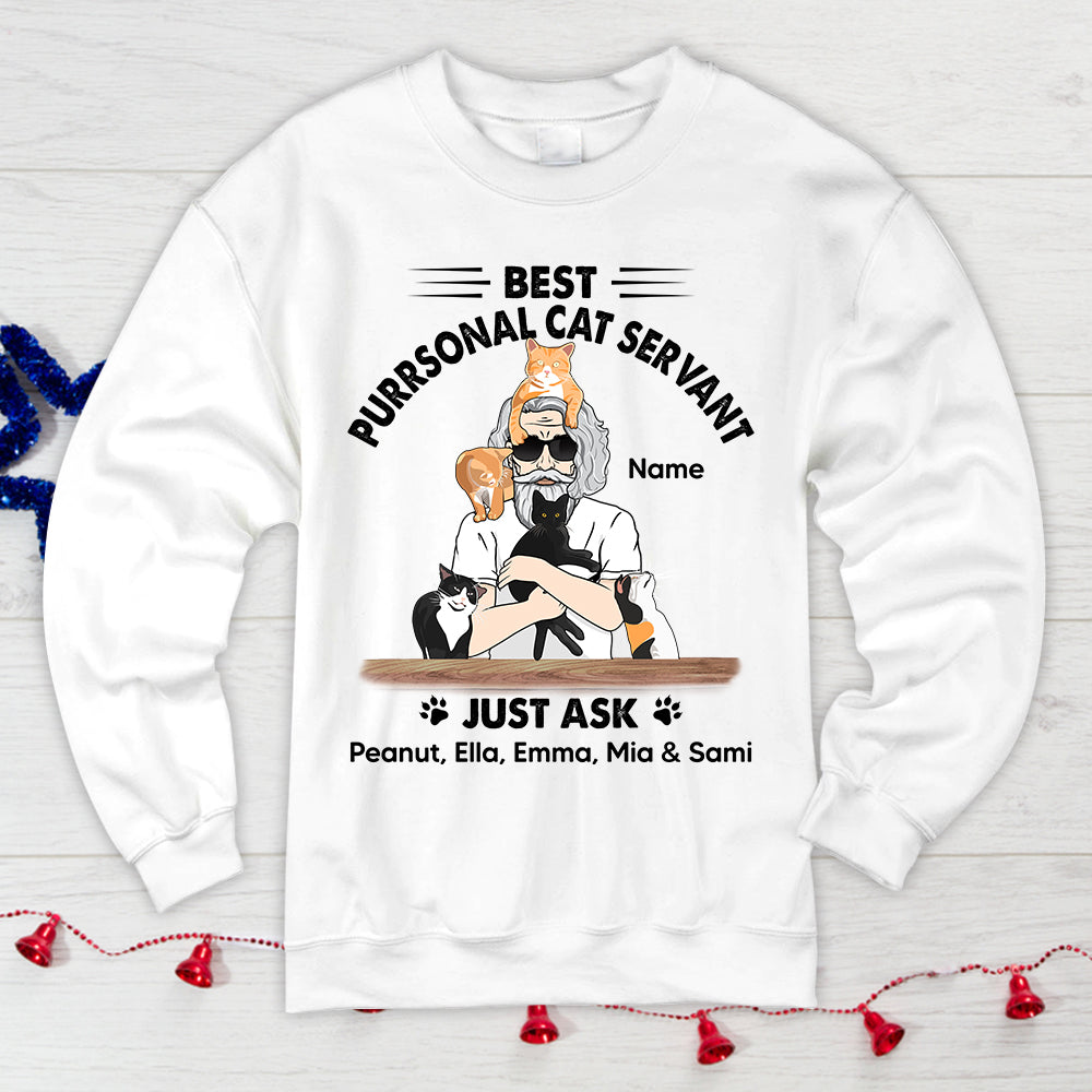 Personalized Man With Cat, Best Purrsonal Cat Servant Just Ask..., Father's Day Shirts, Gift For Cat Lovers