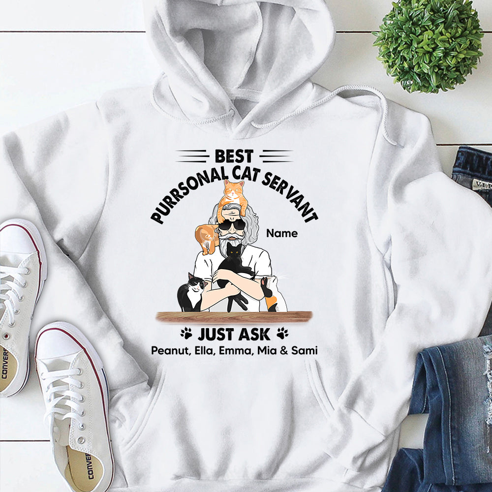 Personalized Man With Cat, Best Purrsonal Cat Servant Just Ask..., Father's Day Shirts, Gift For Cat Lovers
