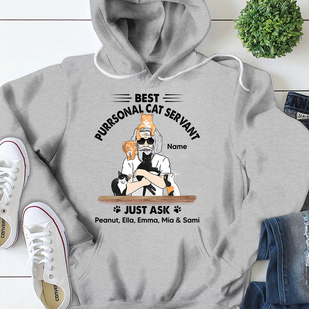 Personalized Man With Cat, Best Purrsonal Cat Servant Just Ask..., Father's Day Shirts, Gift For Cat Lovers