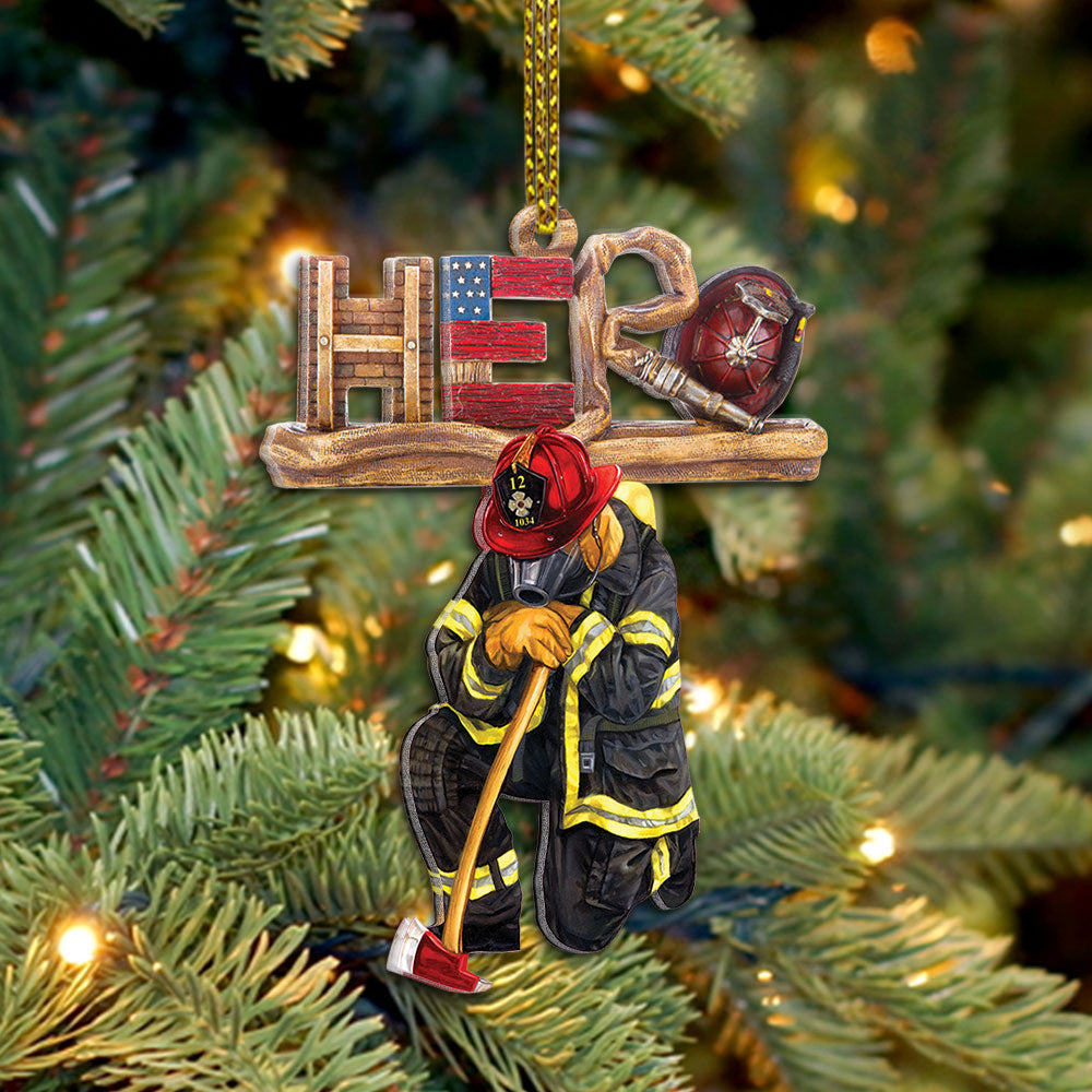 Hero Firefighter Personalized Acrylic Ornament, Made By Acrylic And The 2 Sides Are The Same