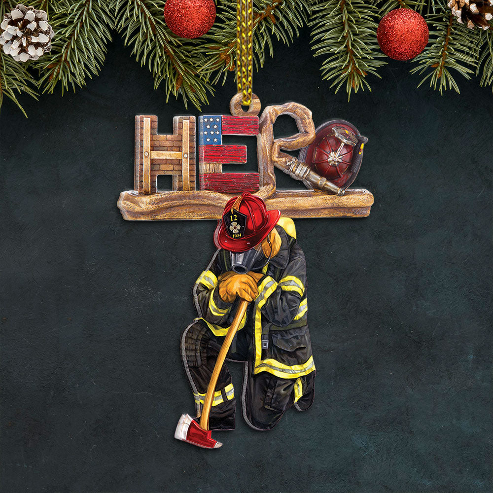 Hero Firefighter Personalized Acrylic Ornament, Made By Acrylic And The 2 Sides Are The Same