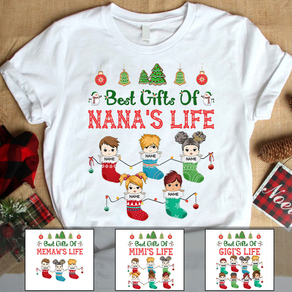 Best Gifts Of Nana's Life Christmas Adorable Stockings Personalized Shirt For Grandma