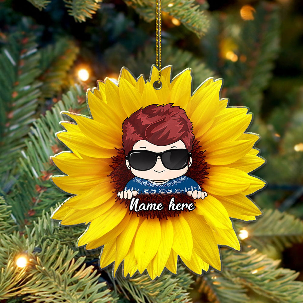 Sunflower With Grandkid Personalized Ornament For Happy Family Vr5 TRHN
