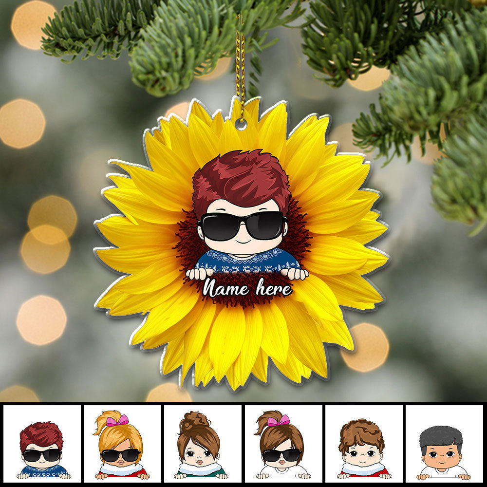 Sunflower With Grandkid Personalized Ornament For Happy Family Vr5 TRHN