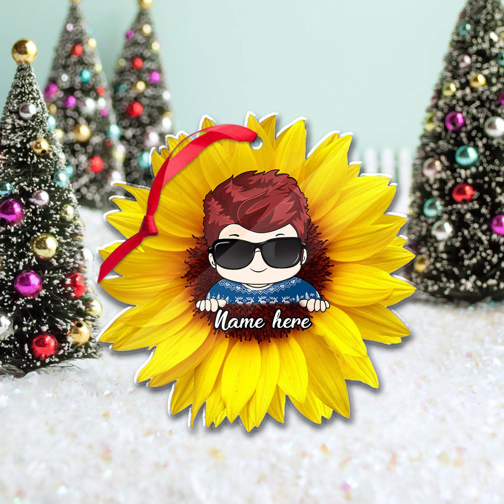 Sunflower With Grandkid Personalized Ornament For Happy Family Vr5 TRHN