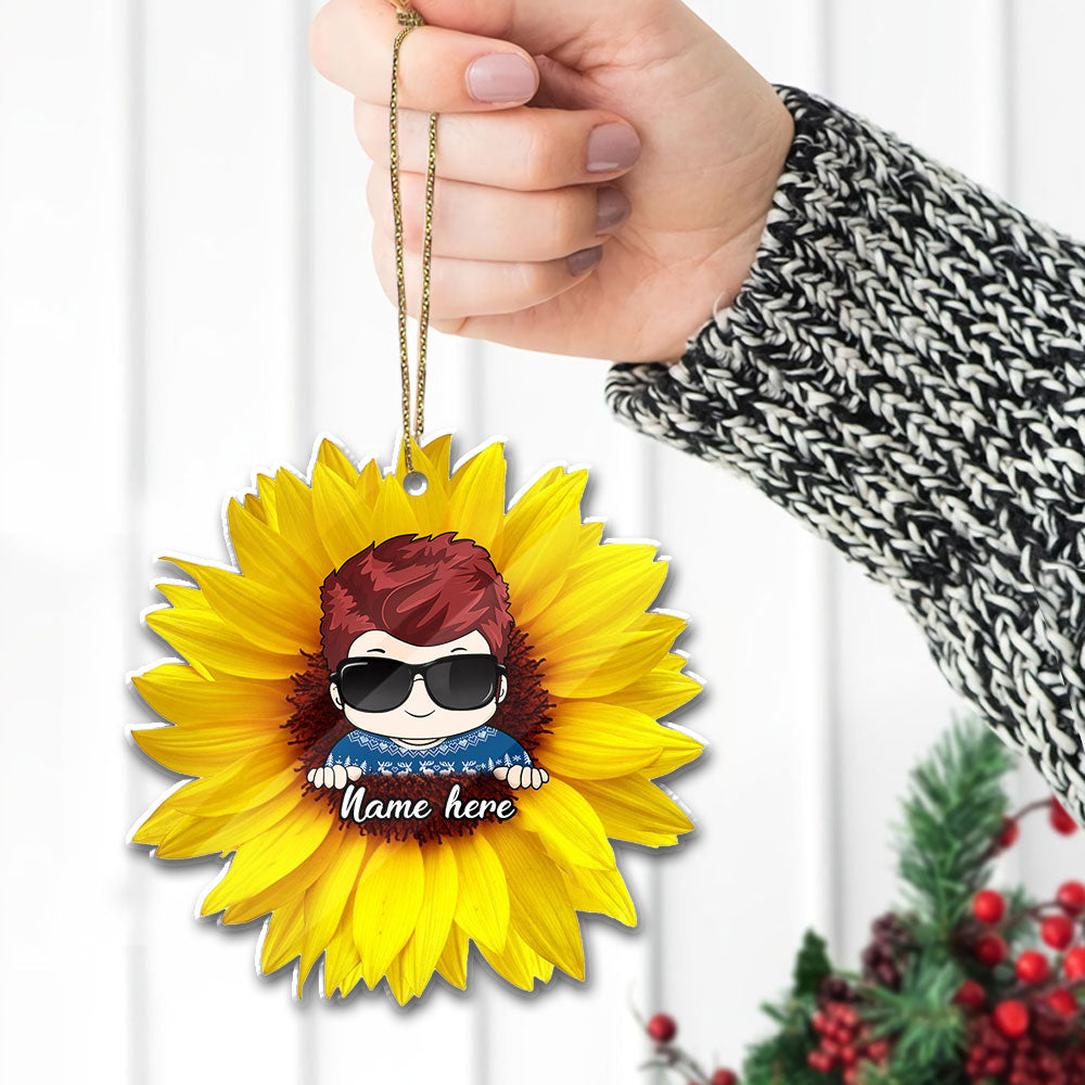 Sunflower With Grandkid Personalized Ornament For Happy Family Vr5 TRHN