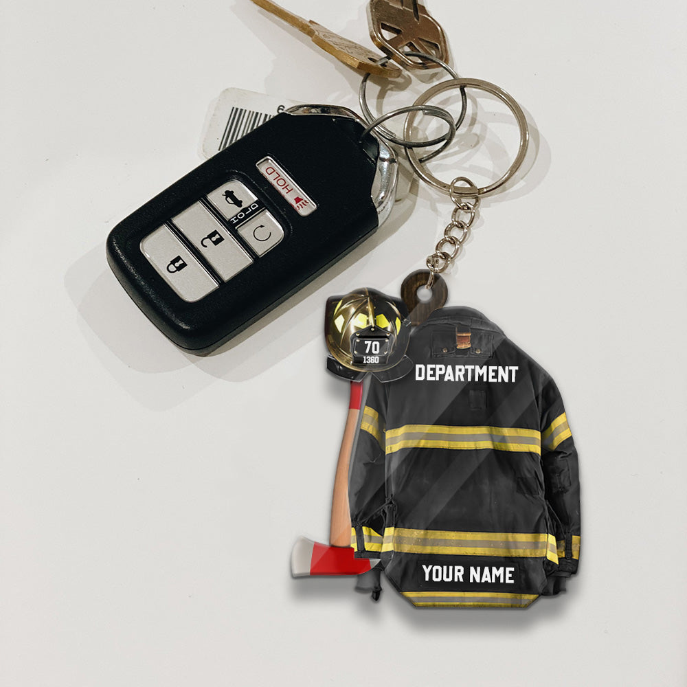 Firefighter Armor Custom Shaped Acrylic Keychain Two Sides Print - Custom Clothes and Helmet