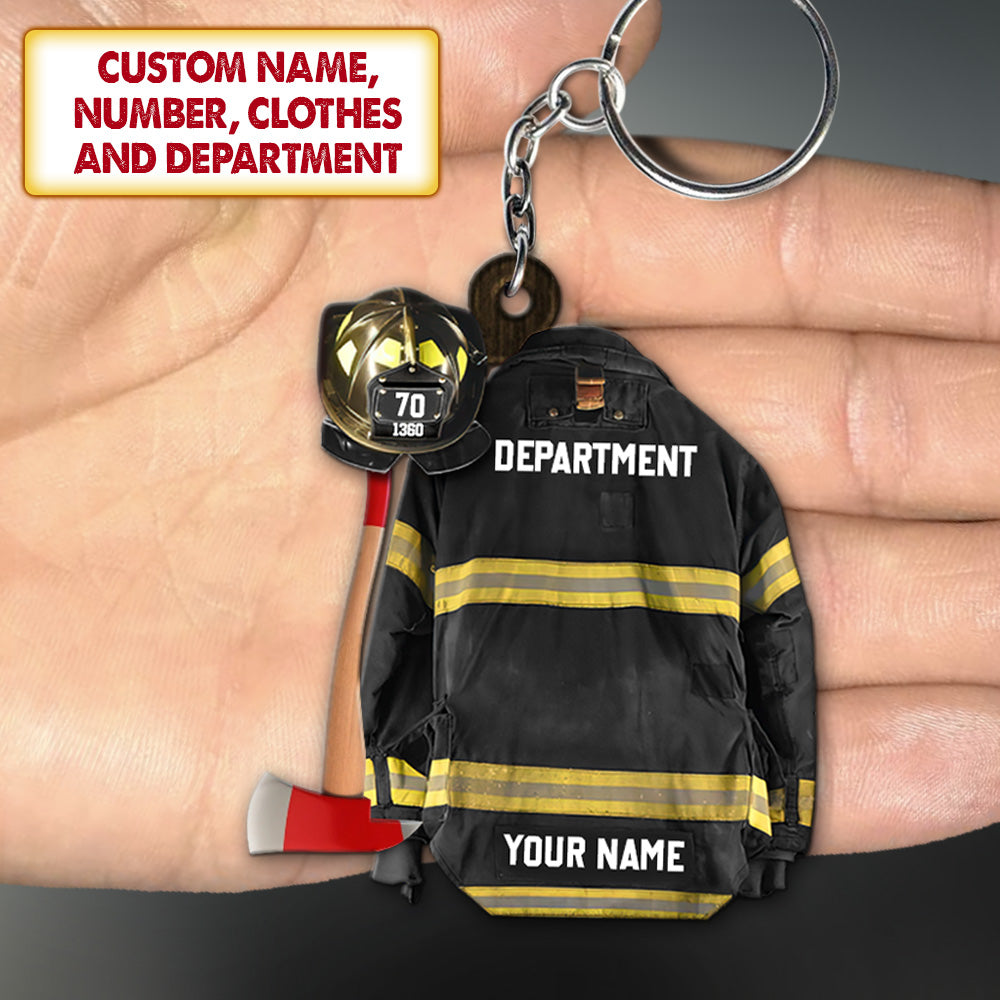 Firefighter Armor Custom Shaped Acrylic Keychain Two Sides Print - Custom Clothes and Helmet