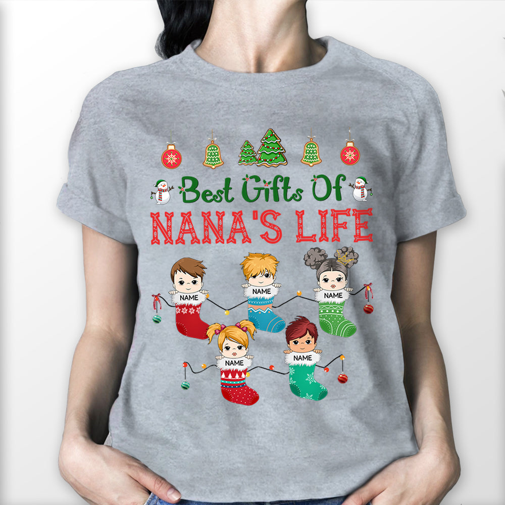 Best Gifts Of Nana's Life Christmas Adorable Stockings Personalized Shirt For Grandma