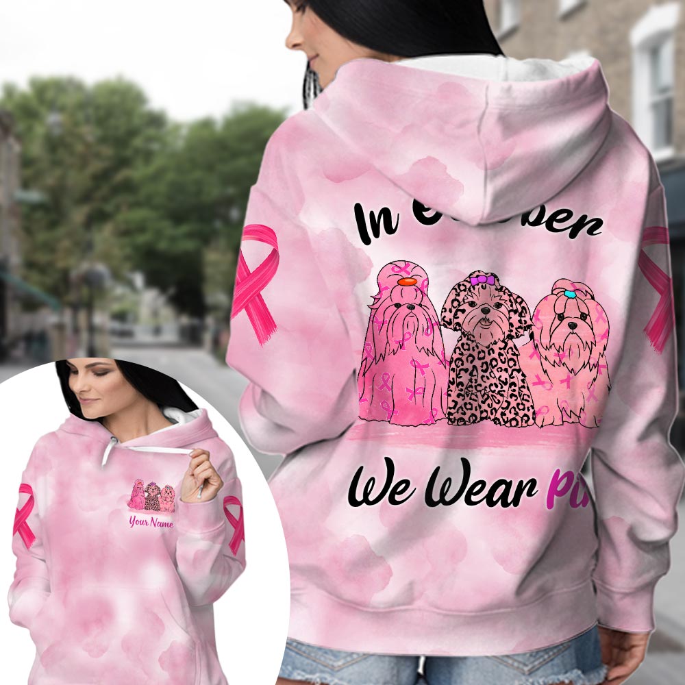 Shih Tzu Vr2 In October We Wear Pink, Breast Cancer Awareness Personalized All Over Print Shirt