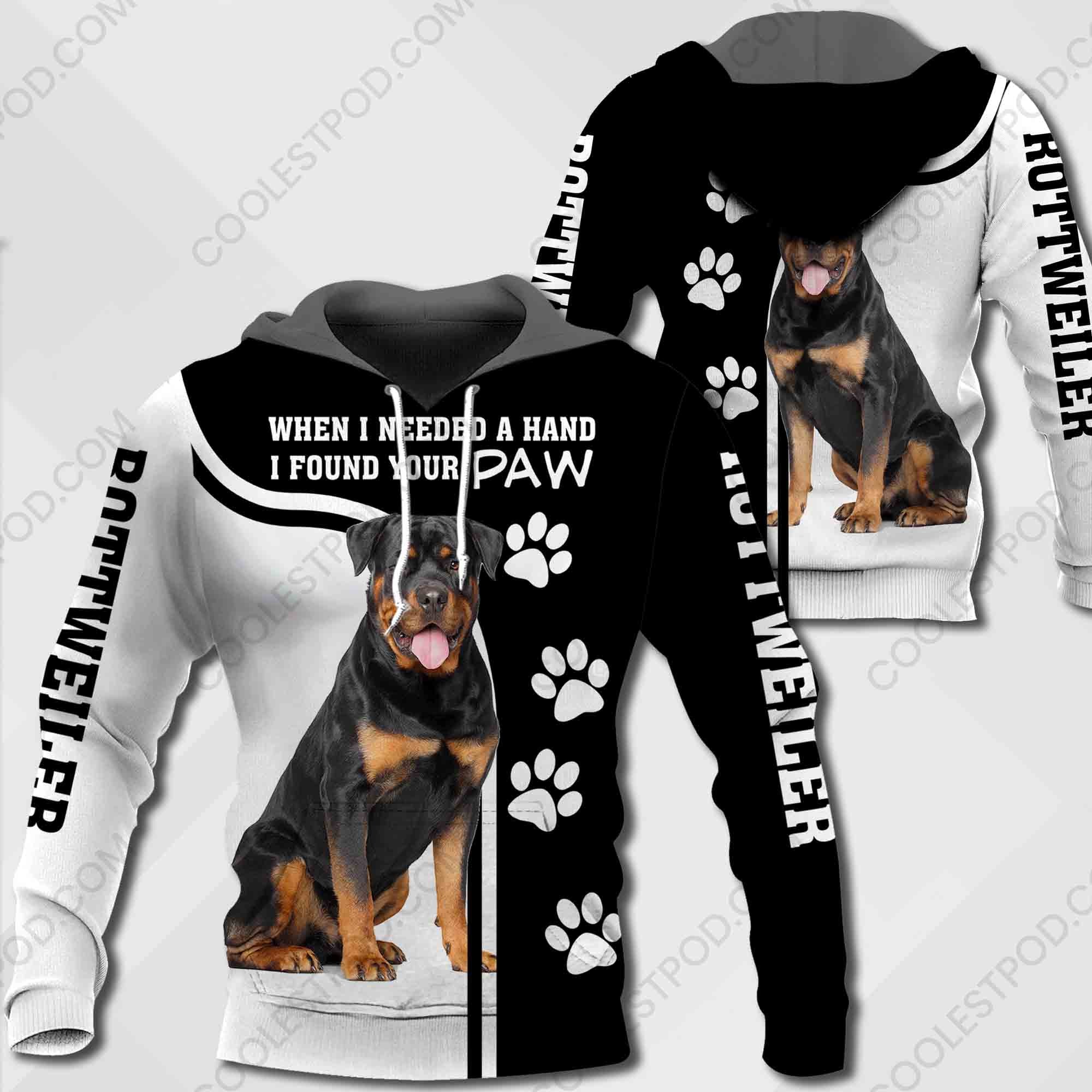 Rottweiler When I Needed A Hand I Found Your Paw All Over Print Shirt