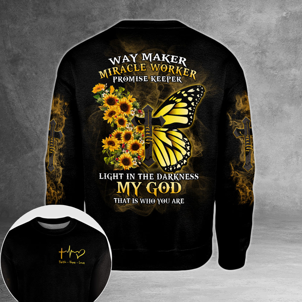 Way Maker, Miracle Worker, Promise Keeper Light In The Darkness My God, That Is Who You Are Sunflower All Over Print Shirts
