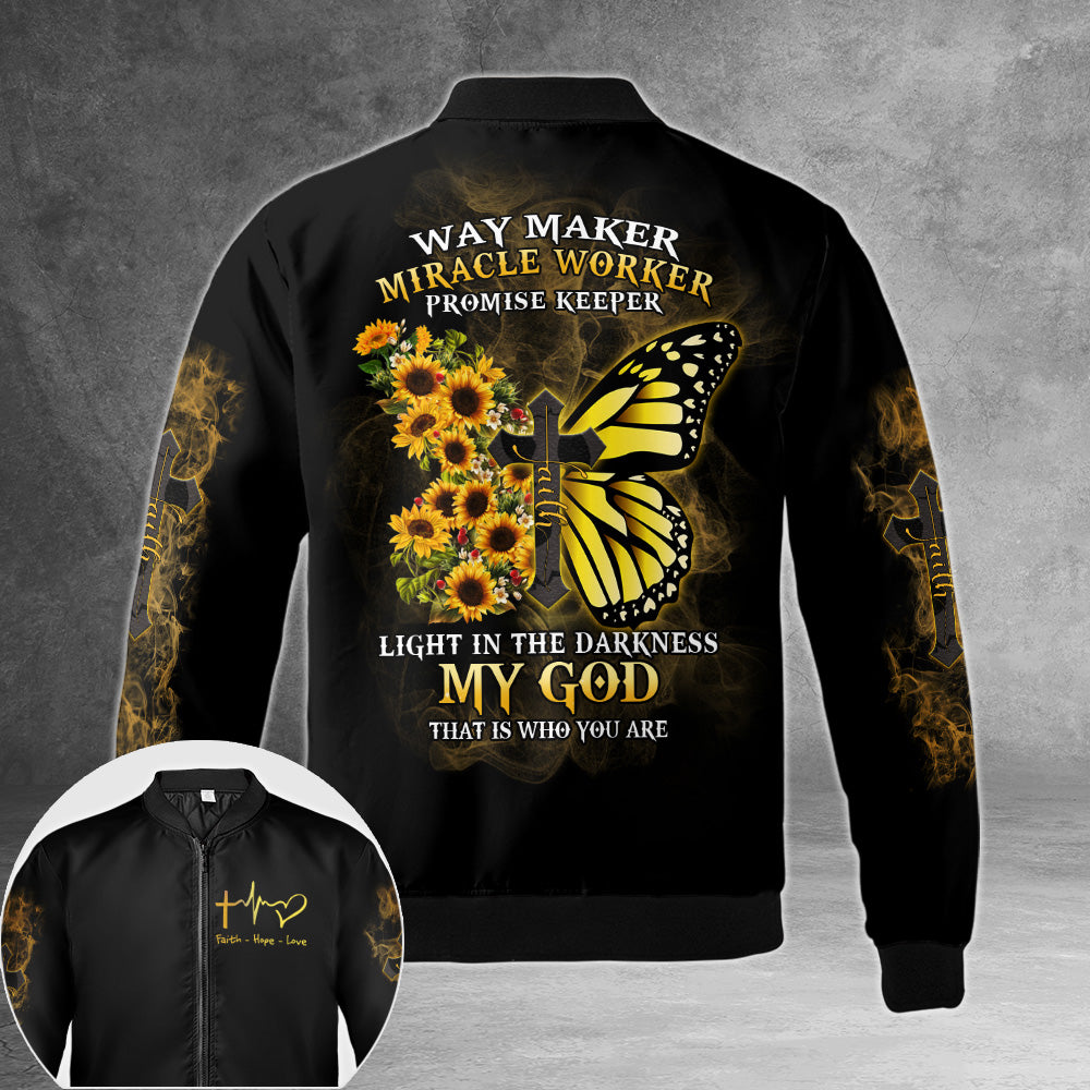 Way Maker, Miracle Worker, Promise Keeper Light In The Darkness My God, That Is Who You Are Sunflower All Over Print Shirts