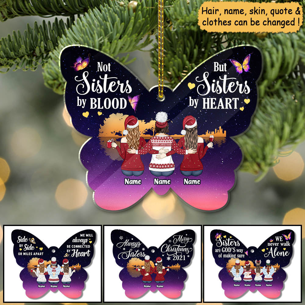 Life Is Better With Sisters, Personalized Acrylic Ornament For Your Beloved Sisters Or Best Friends, Memorial Gifts, Name & Character Can Be Changed UOND, Made By Acrylic And The 2 Sides Are The Same