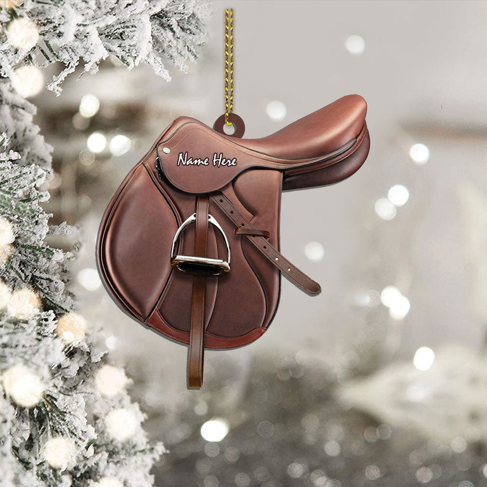 Horse Saddle, Personalized Flat Ornament For Horse Lovers, Cowboy Cowgirl, Name & Saddle Color Can Be Changed, Made By Acrylic And Two Sides Are The Same