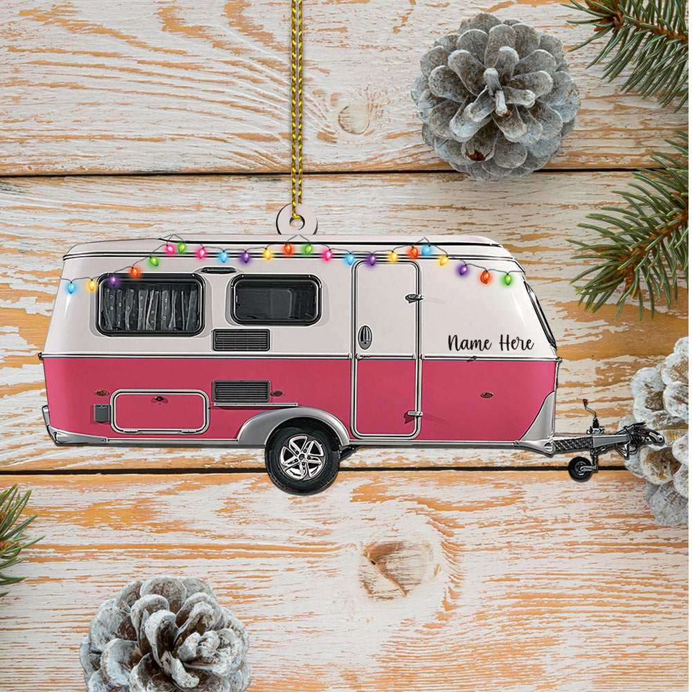 Caravan Camper Ornament, Custom Shaped Acrylic Ornament Two Sides Print, Name & Caravan's Color can be changed vr2, Made By Acrylic And The 2 Sides Are The Same