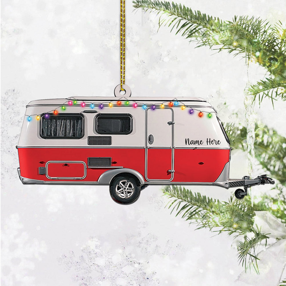 Caravan Camper Ornament, Custom Shaped Acrylic Ornament Two Sides Print, Name & Caravan's Color can be changed vr2, Made By Acrylic And The 2 Sides Are The Same