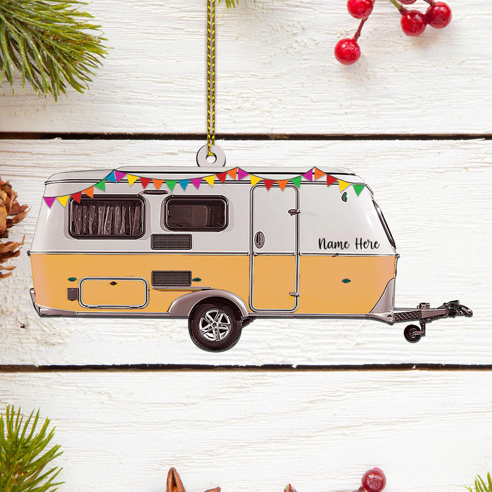 Caravan Camper Ornament, Custom Shaped Acrylic Ornament Two Sides Print, Name & Caravan's Color can be changed vr2, Made By Acrylic And The 2 Sides Are The Same
