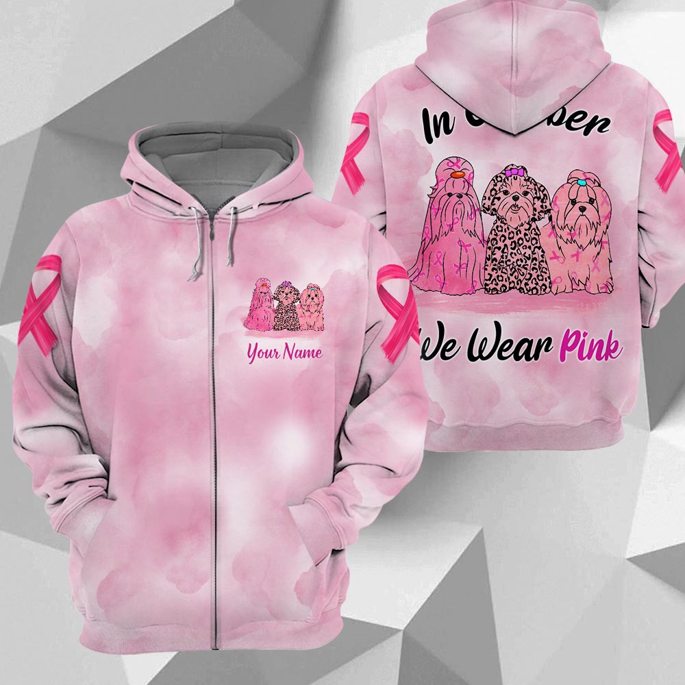 Shih Tzu Vr2 In October We Wear Pink, Breast Cancer Awareness Personalized All Over Print Shirt
