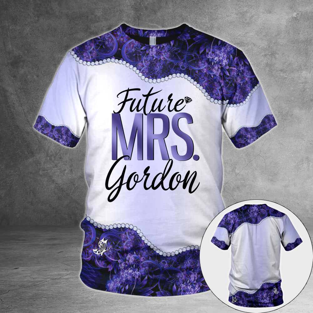 Future Mrs. Last Name Boyfriend Personalized All Over Print Veri Peri Color Shirt Last Name Boyfriend All Over Print Shirt New