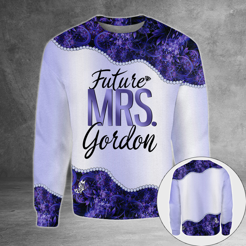 Future Mrs. Last Name Boyfriend Personalized All Over Print Veri Peri Color Shirt Last Name Boyfriend All Over Print Shirt New