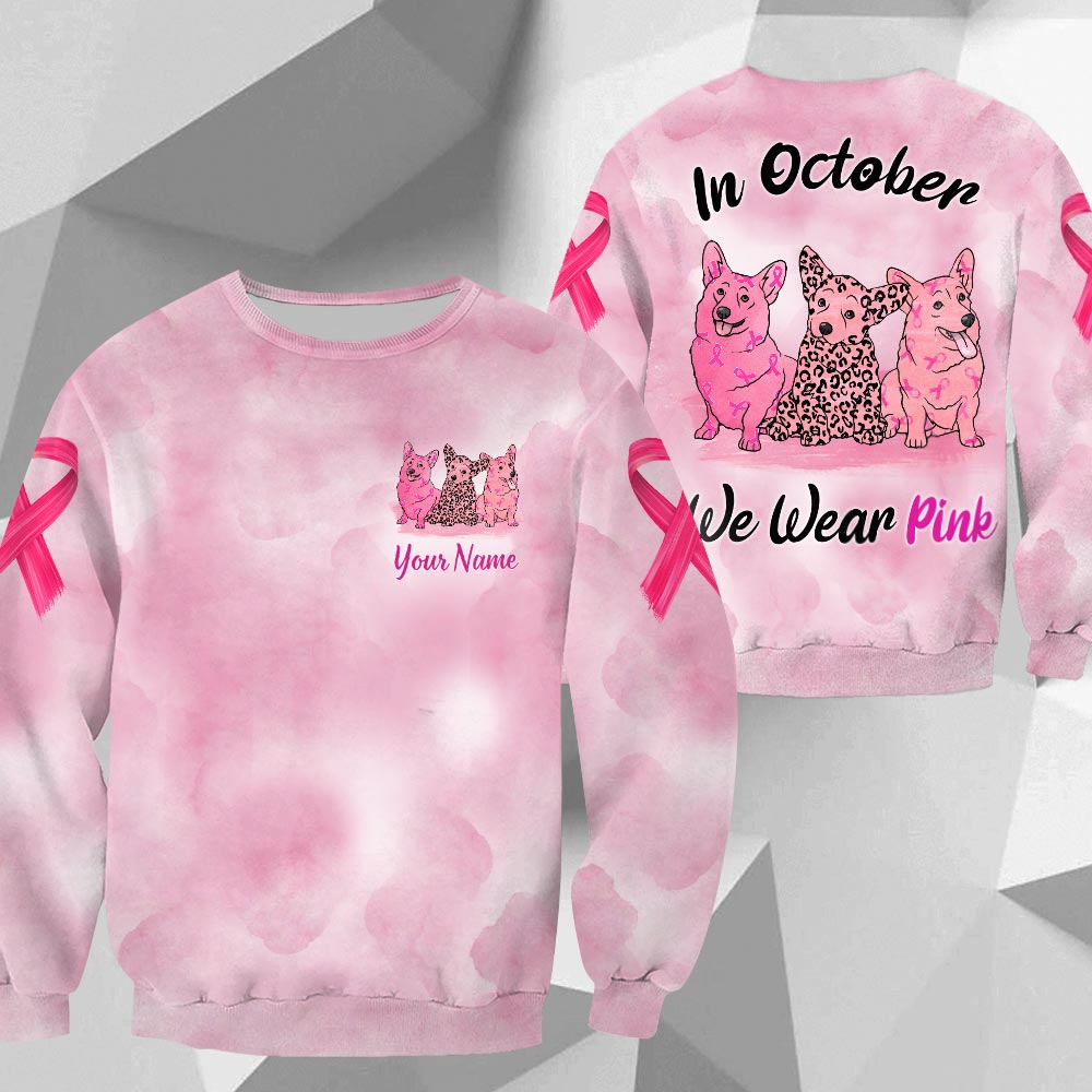 Corgi Vr2 In October We Wear Pink, Breast Cancer Awareness Personalized All Over Print Shirt