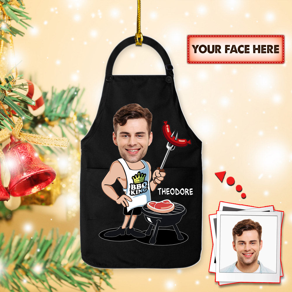 Perfect Funny Apron for Man, Personalized BBQ Apron, Custom Shaped Acrylic Ornament Two Sides Print, Your Photo Here And Name Can Be Changed, Made By Acrylic And The 2 sides Are The Same