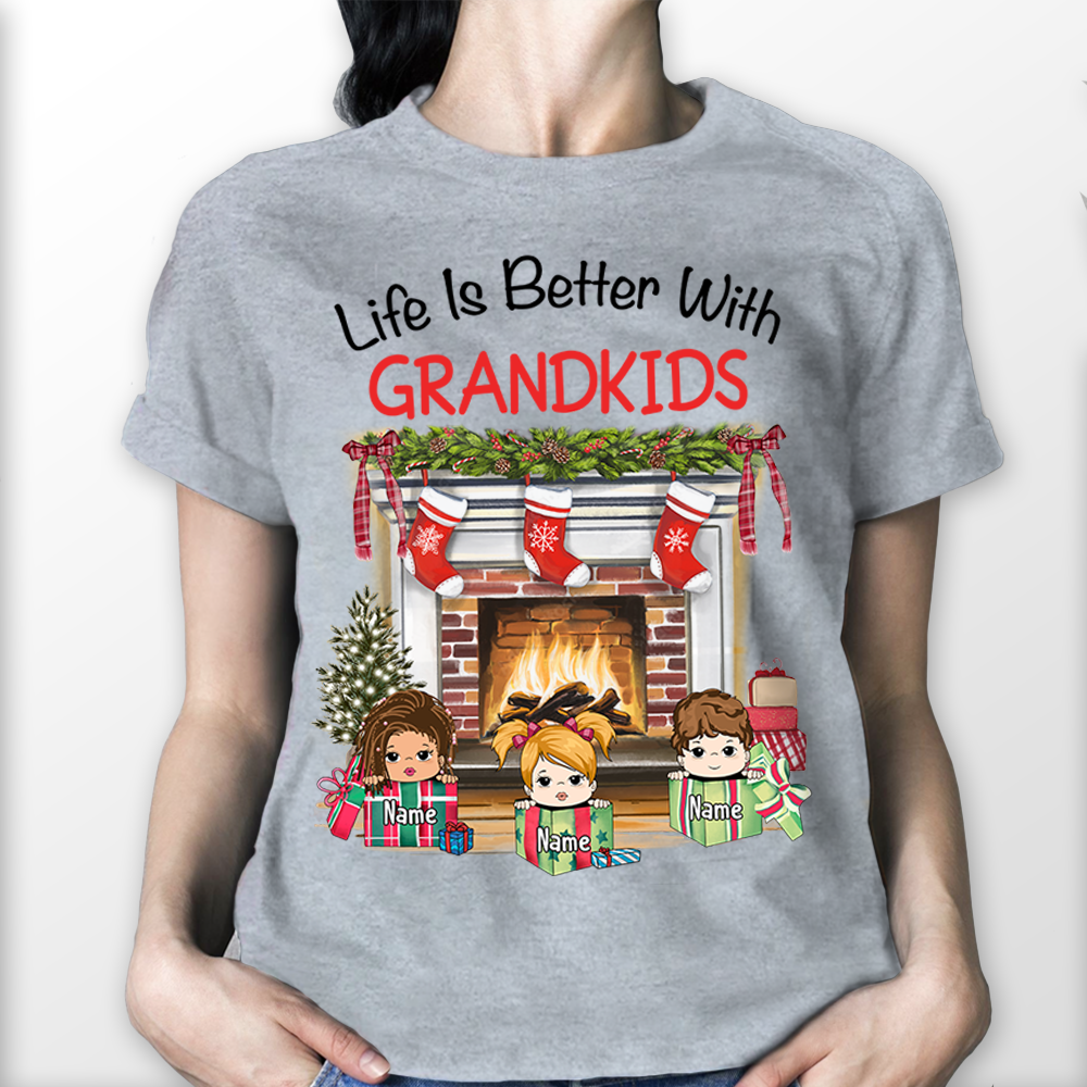 Life Is Better With Grandkids Christmas Personalized Shirt For Grandma