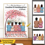 The Love Between Grandma & Granddaughters Is Forever Poster & Canvas For Grandma & Granddaughter, Name & Character Can Be Changed