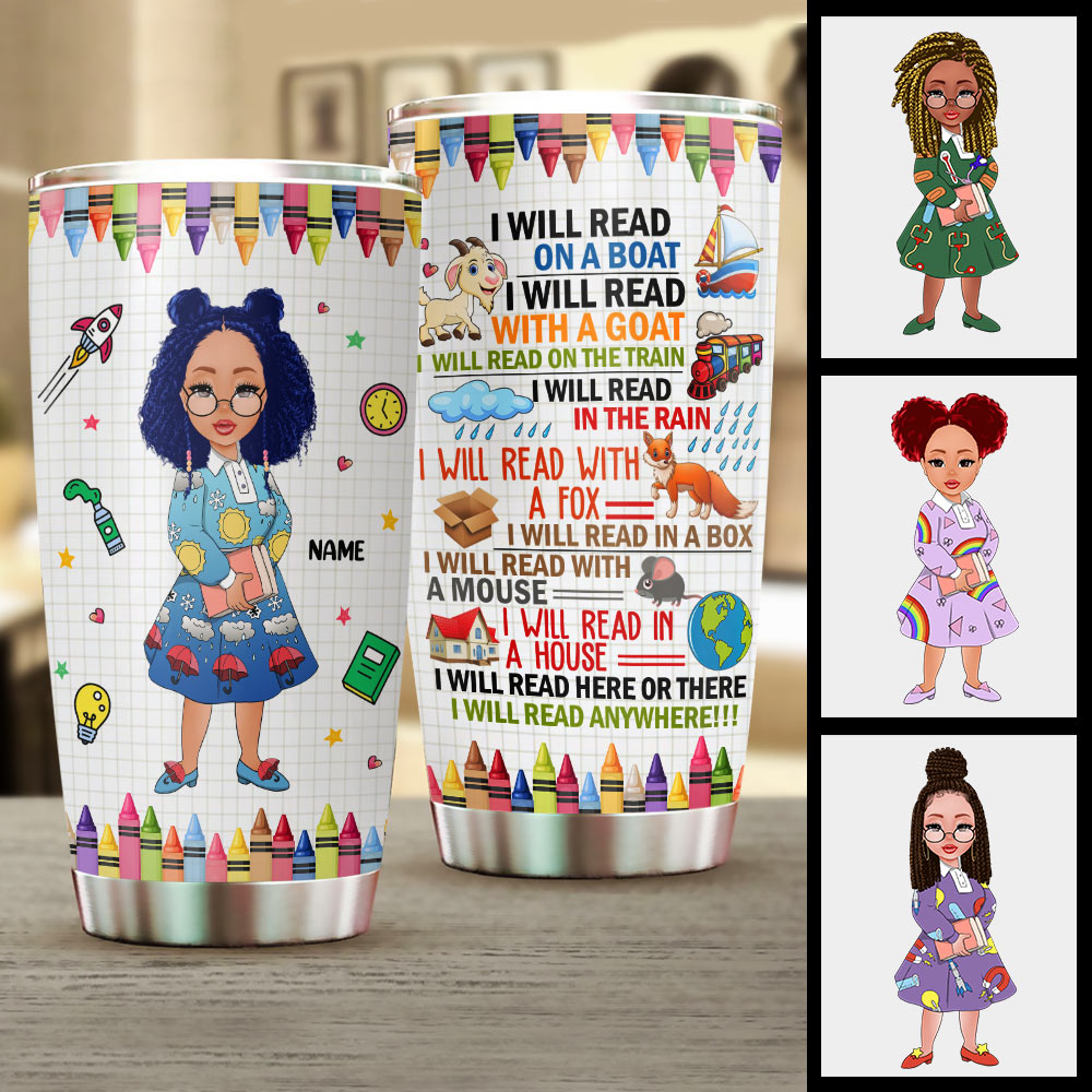 I will read on the boat I will read with a goat I will read on the train Personalized Tumbler, TRNA