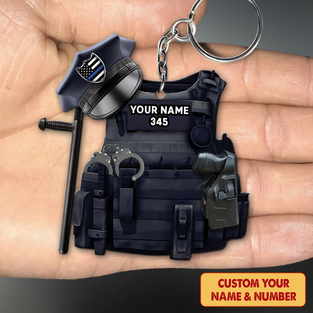 Bulletproof Police Personalized Flat Acrylic Keychain