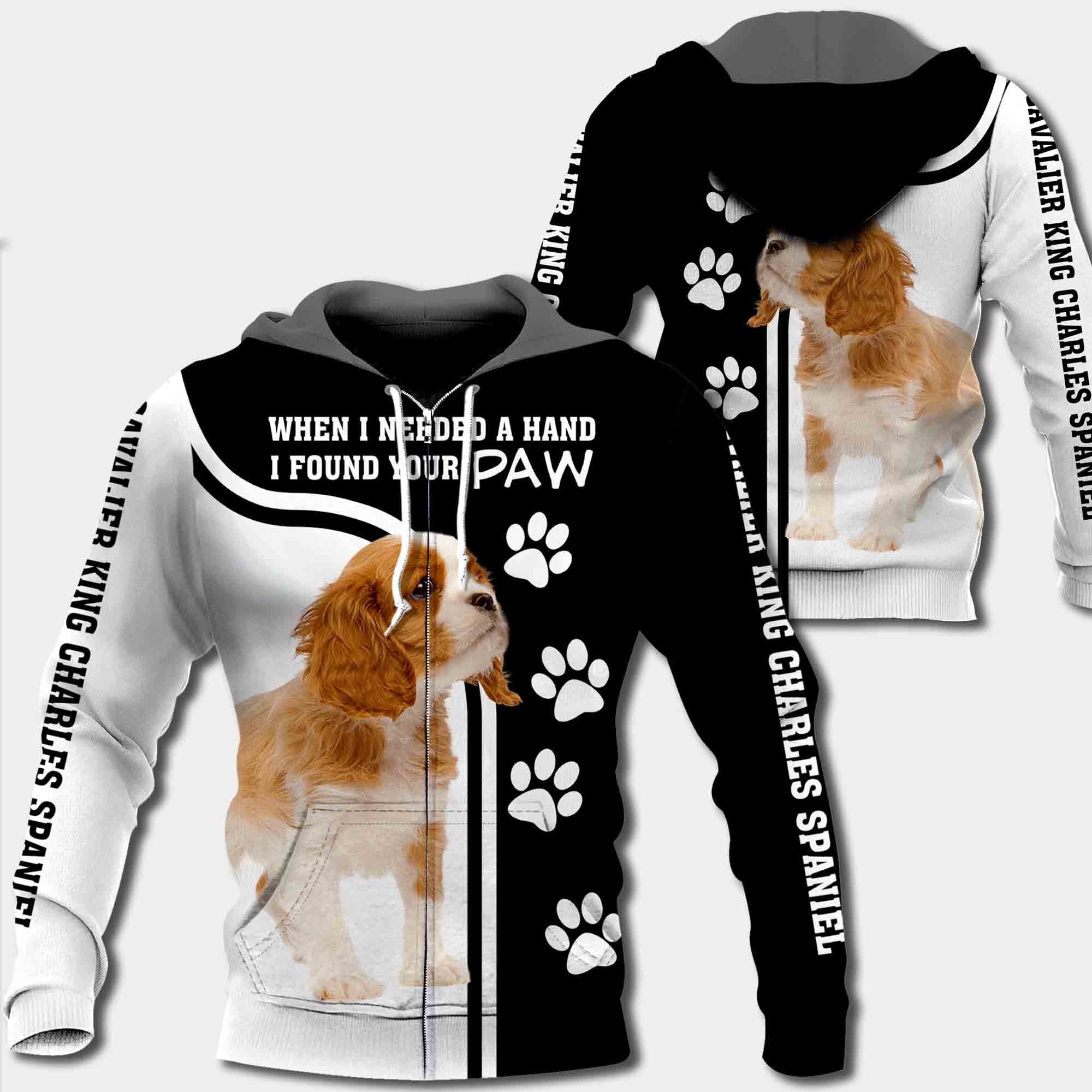 Cavalier King Charles Spaniel When I Needed A Hand I Found Your Paw All Over Print Shirt