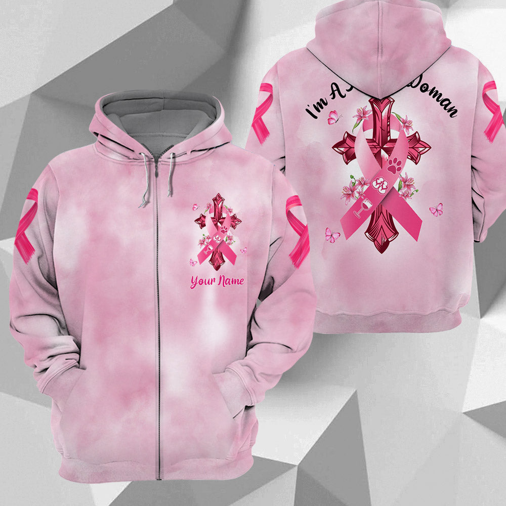 Paw Dog, Flip Flop, Wine, I'M A Simple Woman, Breast Cancer Awareness Personalized All Over Print Shirt