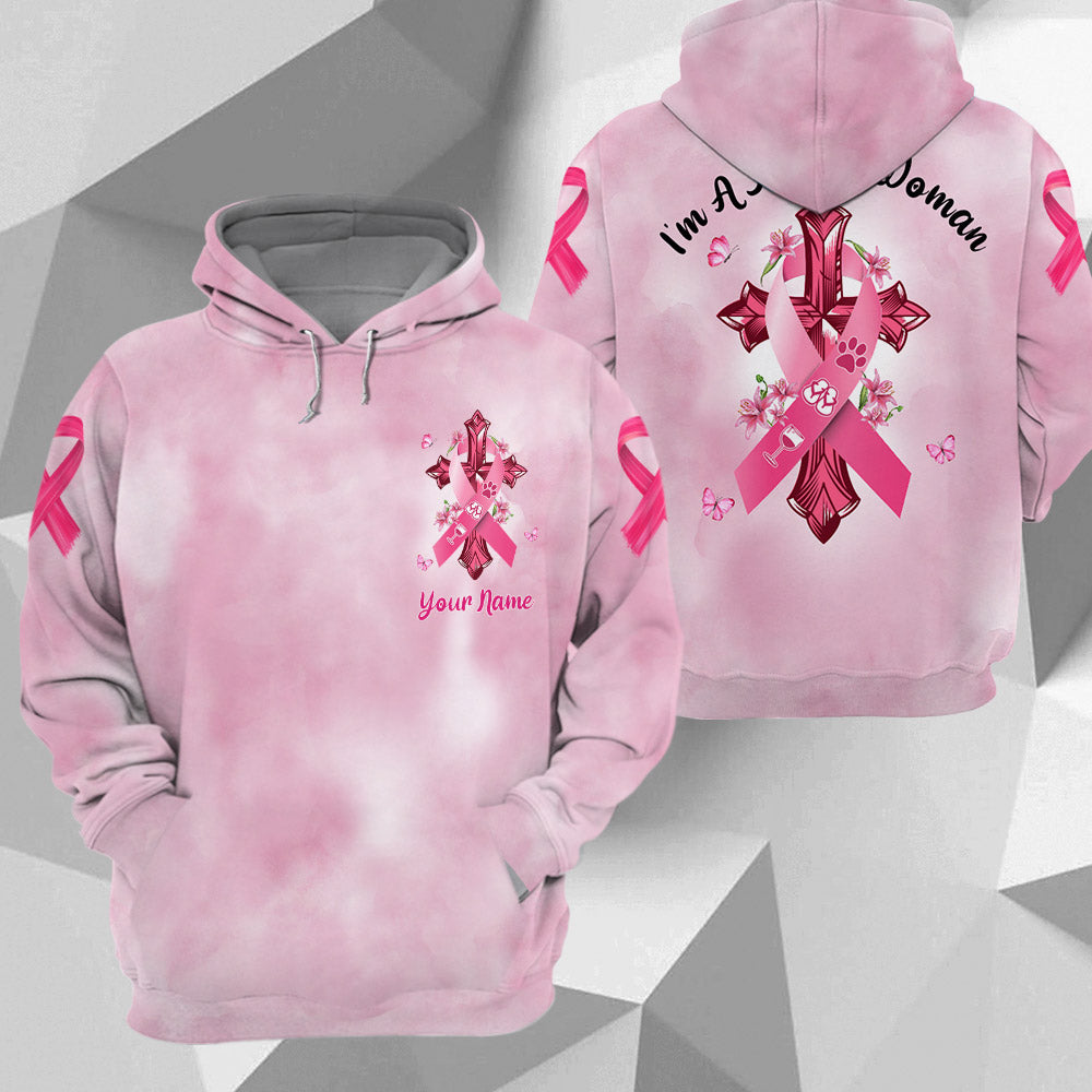 Paw Dog, Flip Flop, Wine, I'M A Simple Woman, Breast Cancer Awareness Personalized All Over Print Shirt