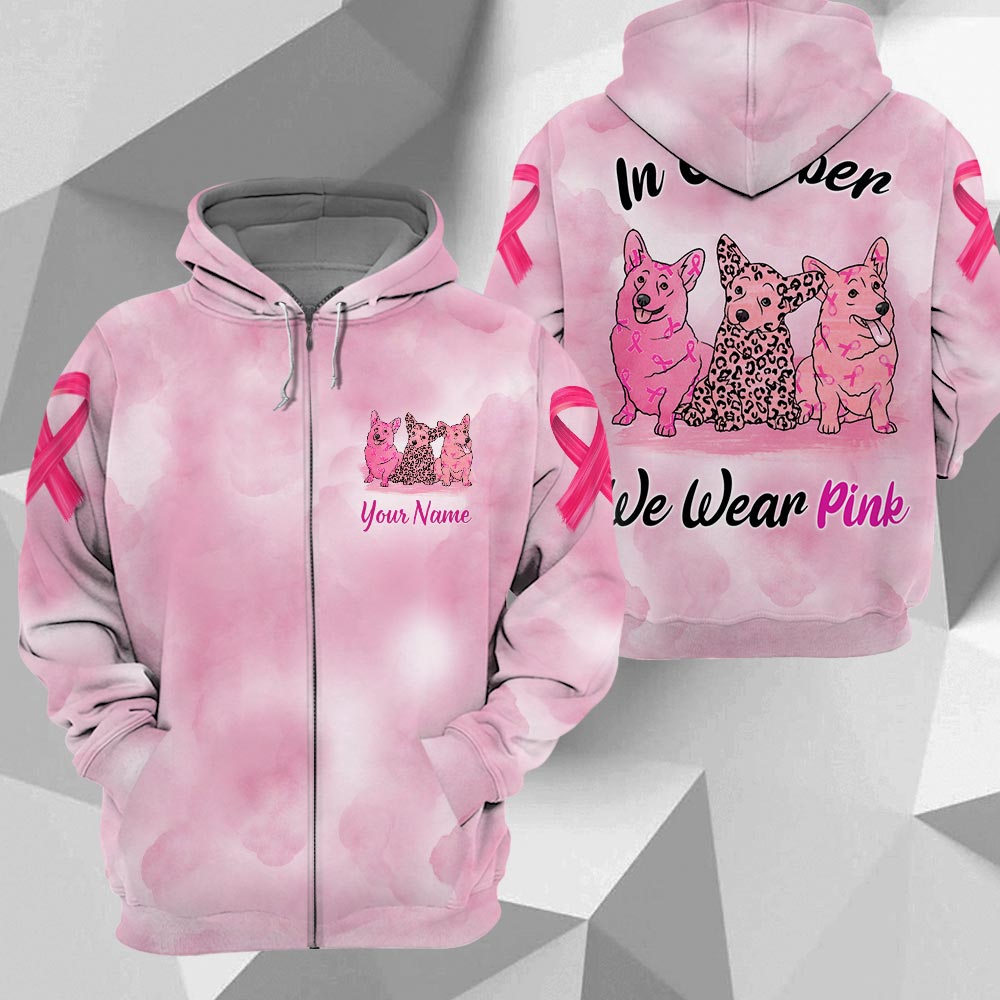 Corgi Vr2 In October We Wear Pink, Breast Cancer Awareness Personalized All Over Print Shirt