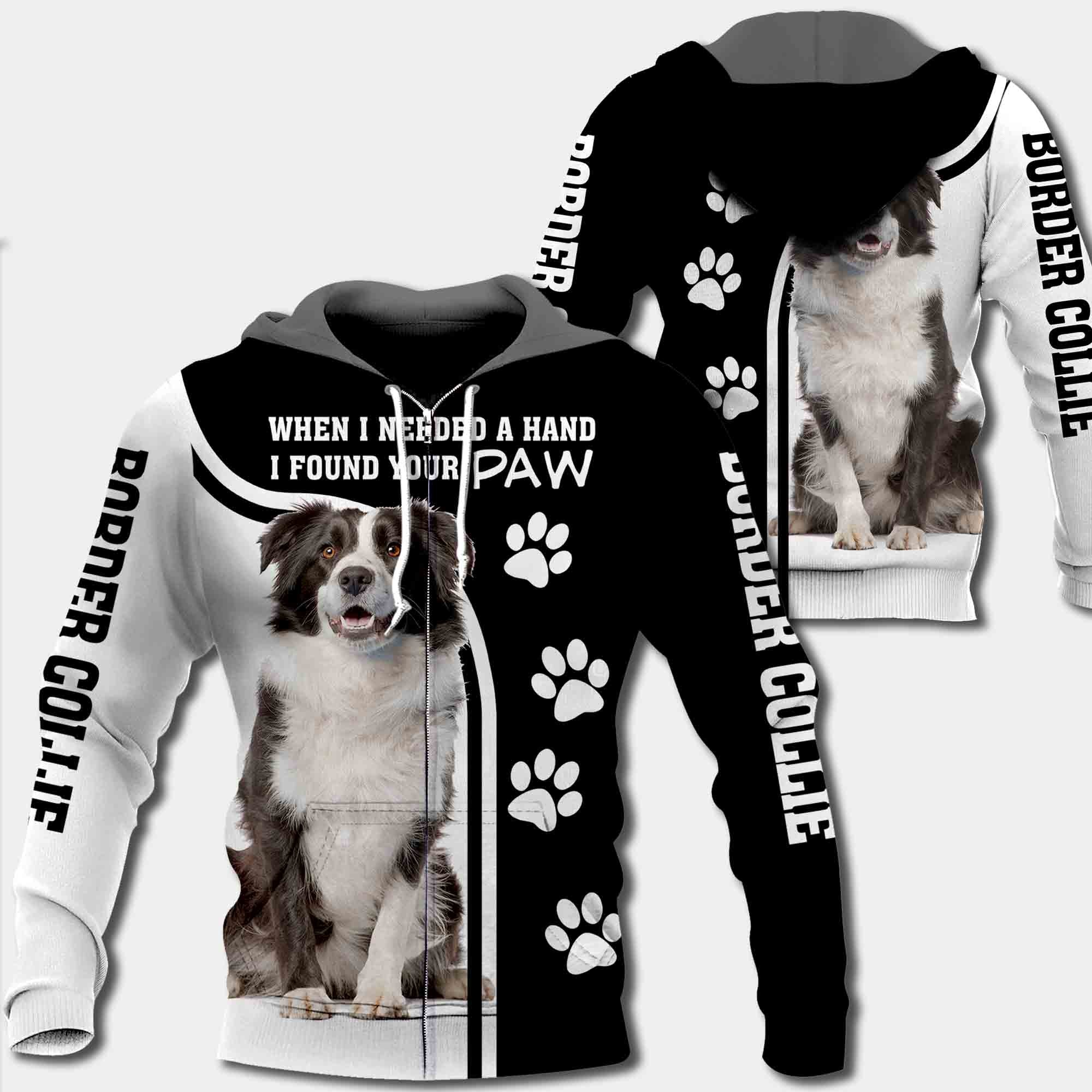 Border Collie When I Needed A Hand I Found Your Paw All Over Print Shirt
