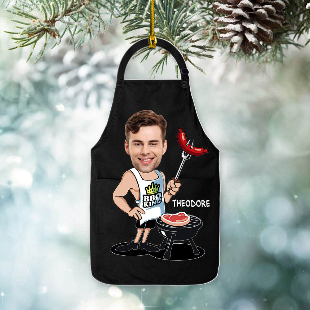 Perfect Funny Apron for Man, Personalized BBQ Apron, Custom Shaped Acrylic Ornament Two Sides Print, Your Photo Here And Name Can Be Changed, Made By Acrylic And The 2 sides Are The Same
