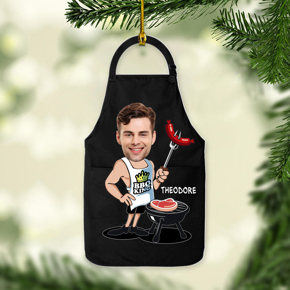 Perfect Funny Apron for Man, Personalized BBQ Apron, Custom Shaped Acrylic Ornament Two Sides Print, Your Photo Here And Name Can Be Changed, Made By Acrylic And The 2 sides Are The Same