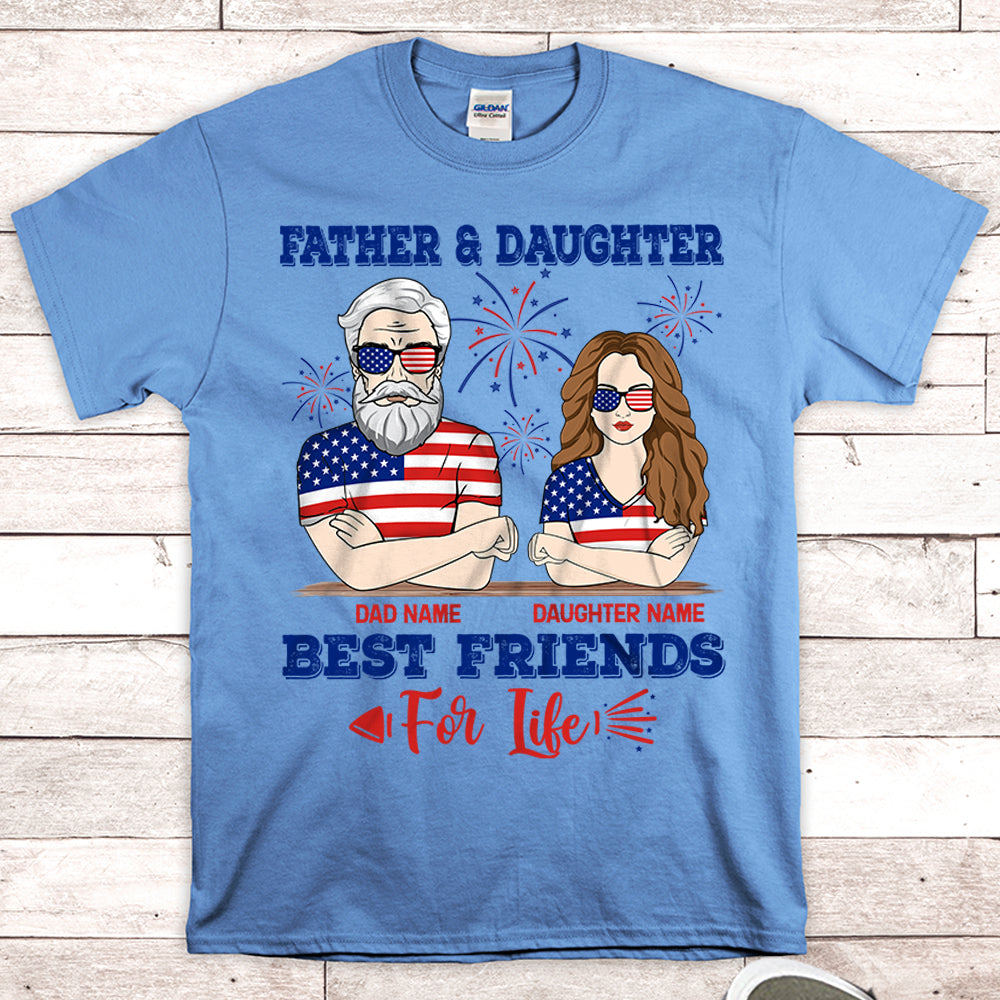 Father & Daughter Best Friends For Life, Funny Personalized T-Shirt For Dad And Daughter, Nickname, Name And Character Can Be Changed