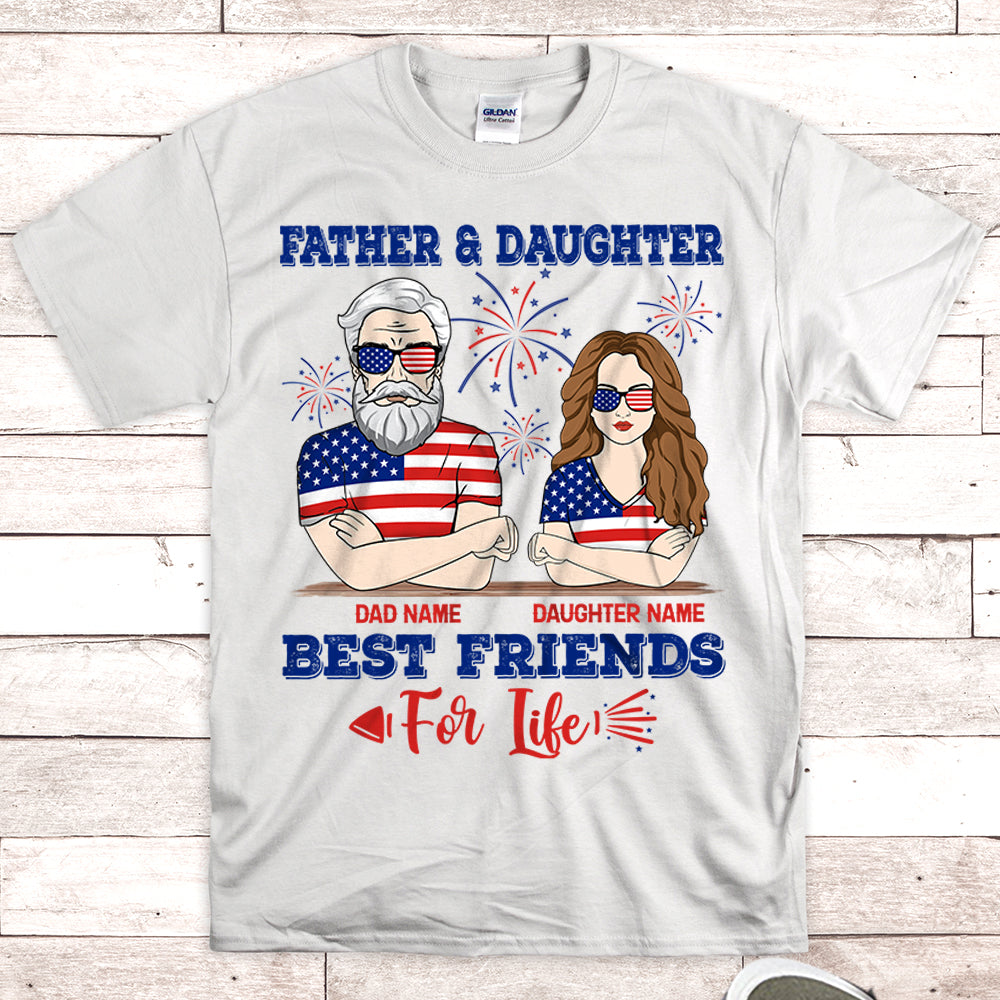 Father & Daughter Best Friends For Life, Funny Personalized T-Shirt For Dad And Daughter, Nickname, Name And Character Can Be Changed