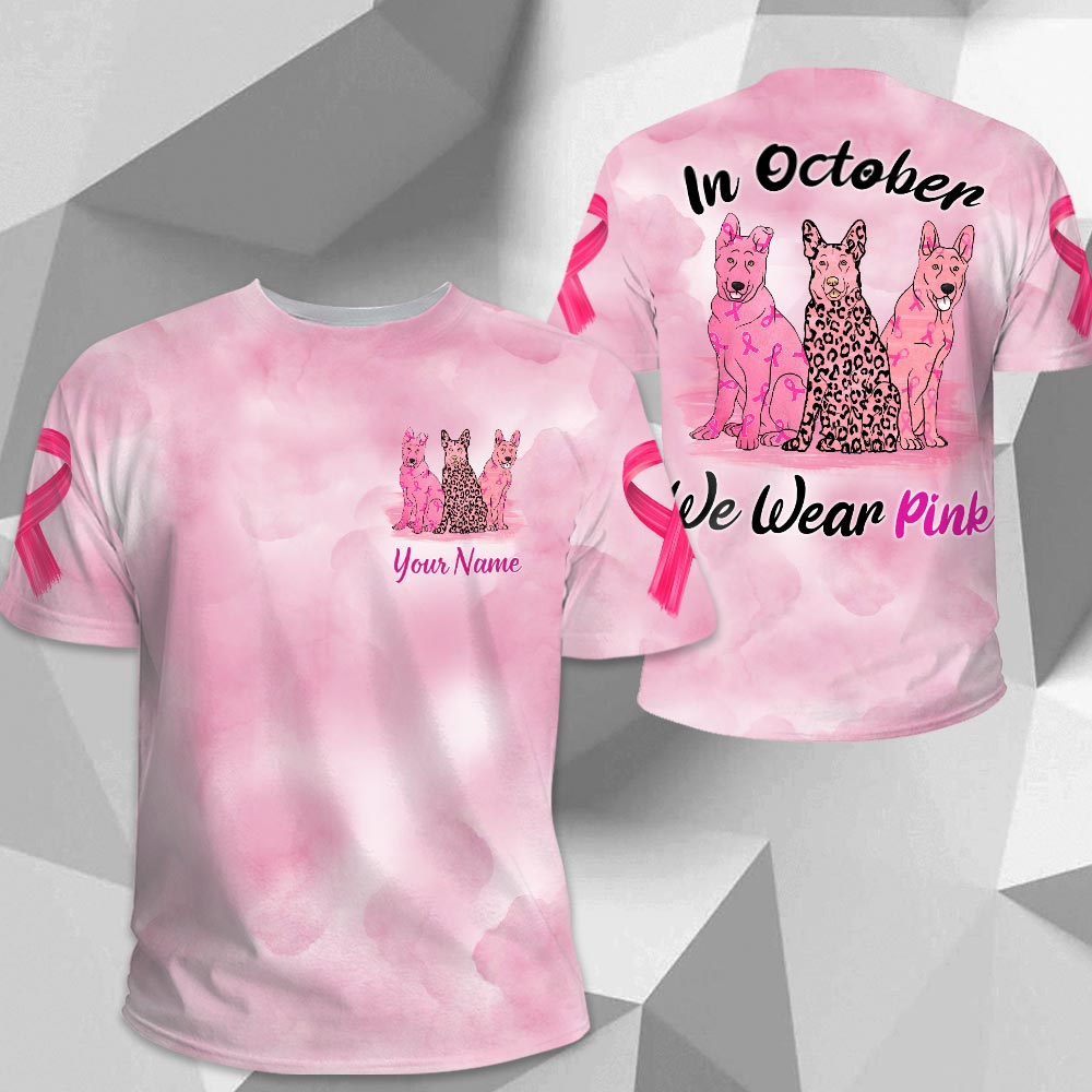 German Shepherd Vr2 In October We Wear Pink, Breast Cancer Awareness Personalized All Over Print Shirt