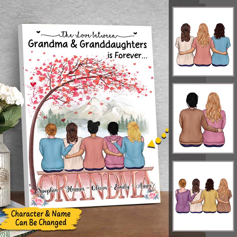 The Love Between Grandma & Granddaughters Is Forever Poster & Canvas For Grandma & Granddaughter, Name & Character Can Be Changed