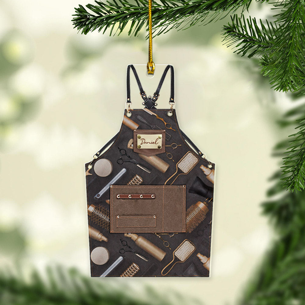 Apron for Hairdresser/ Barber Custom Shaped Acrylic Ornament Two Sides Print, Name can be changed Vr2, Made By Acrylic And The 2 sides Are The Same