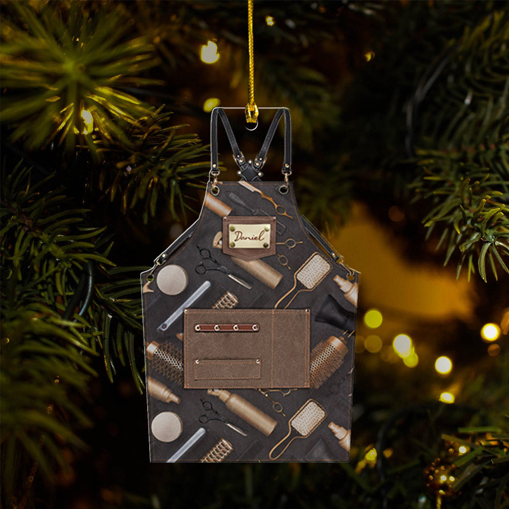 Apron for Hairdresser/ Barber Custom Shaped Acrylic Ornament Two Sides Print, Name can be changed Vr2, Made By Acrylic And The 2 sides Are The Same