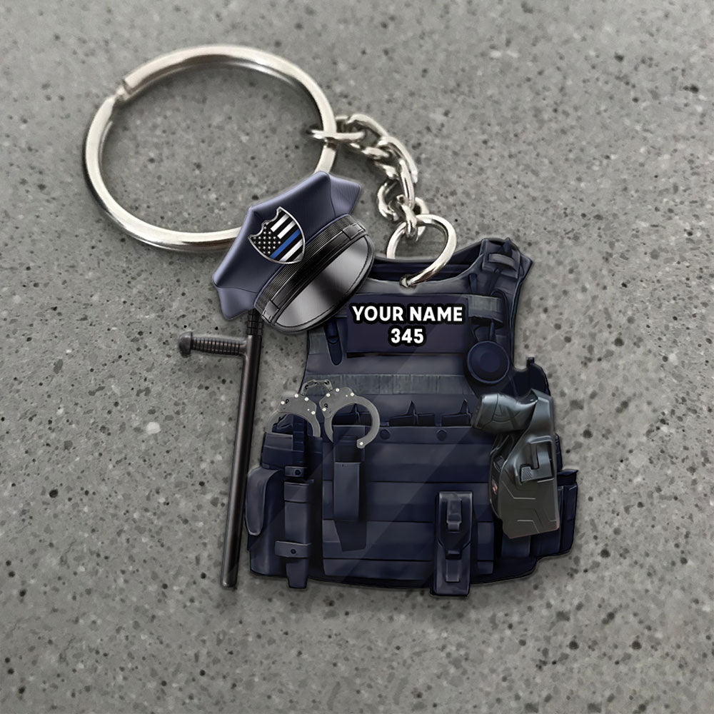 Bulletproof Police Personalized Flat Acrylic Keychain