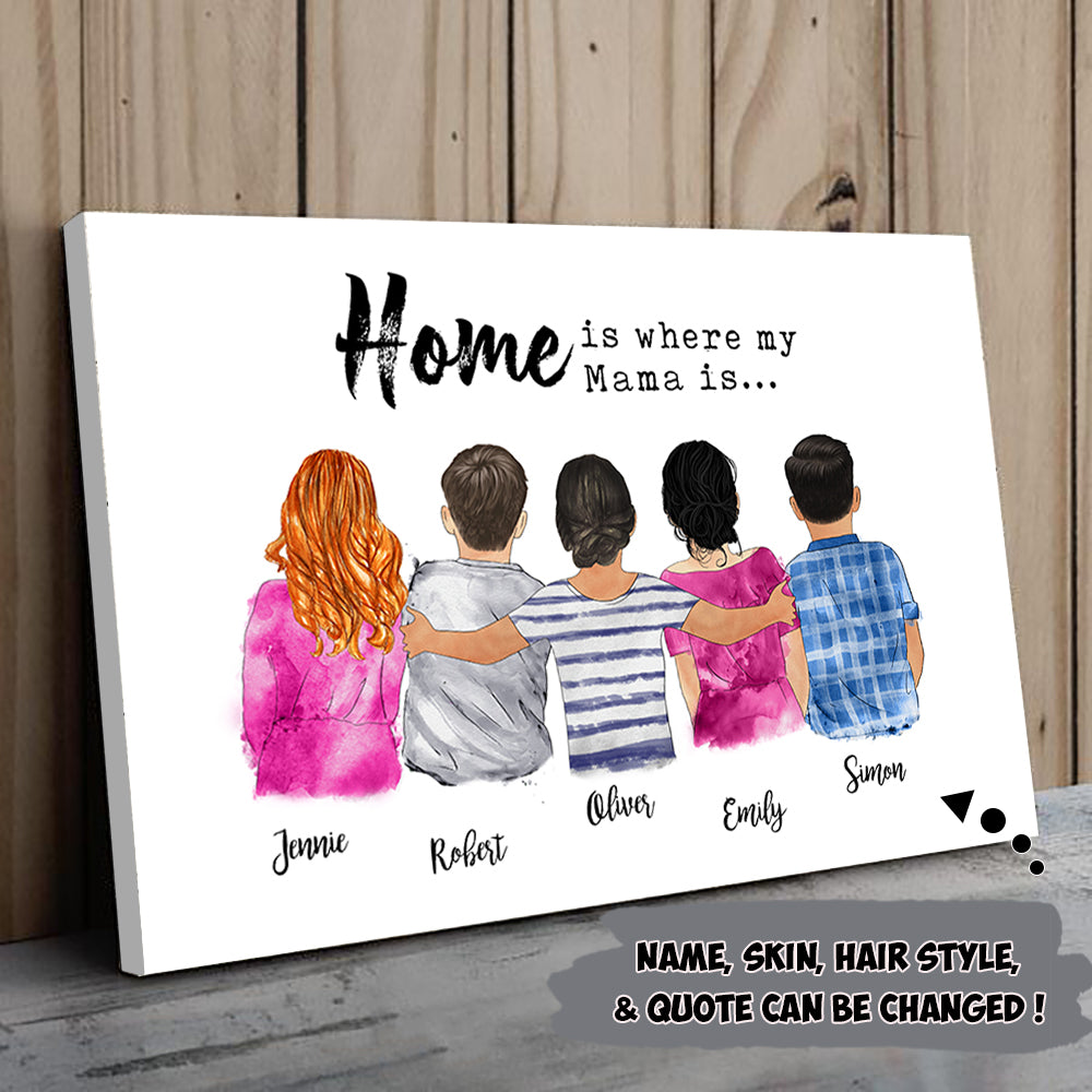 Personalized Mother's Hug Mom/Daughters/Sons, Sisters/Brothers, Grandma/Granddaughters Poster Canvas, Perfect Gift For Mother's Day Custom Gift Watercolor Art