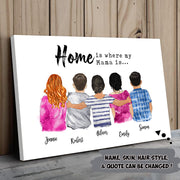 Personalized Mother's Hug Mom/Daughters/Sons, Sisters/Brothers, Grandma/Granddaughters Poster Canvas, Perfect Gift For Mother's Day Custom Gift Watercolor Art