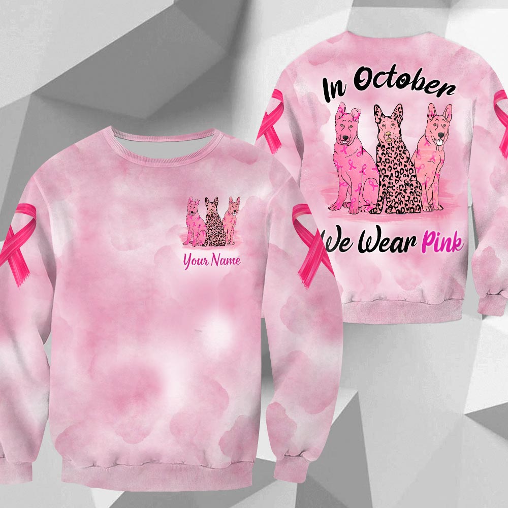 German Shepherd Vr2 In October We Wear Pink, Breast Cancer Awareness Personalized All Over Print Shirt