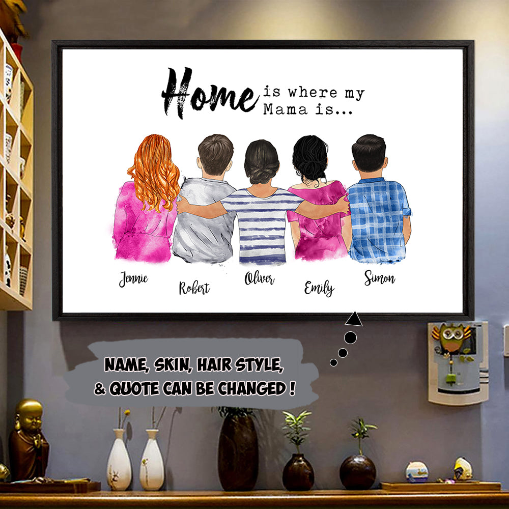 Personalized Mother's Hug Mom/Daughters/Sons, Sisters/Brothers, Grandma/Granddaughters Poster Canvas, Perfect Gift For Mother's Day Custom Gift Watercolor Art