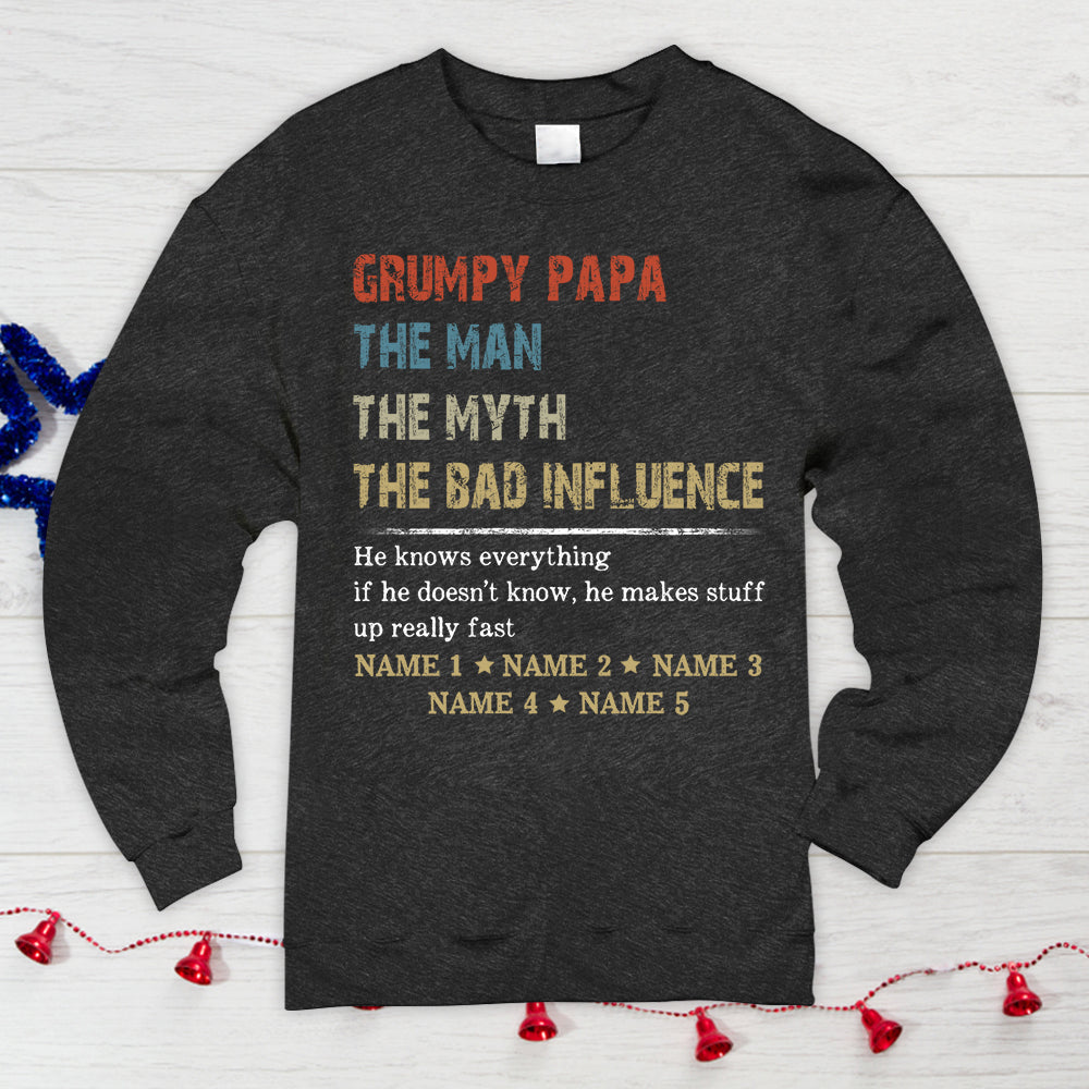Custom Shirt Gift For Papa, Grandpa, Poppop, Grandpa Knows Everything, Nickname And Grandkid's Names Can Be Changed